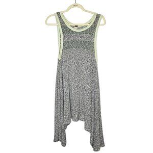 We The Free By Free People Gray & Green‎ Open Knit Asymmetrical Dress Size L